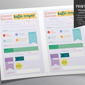 Personalized School Note, digital download