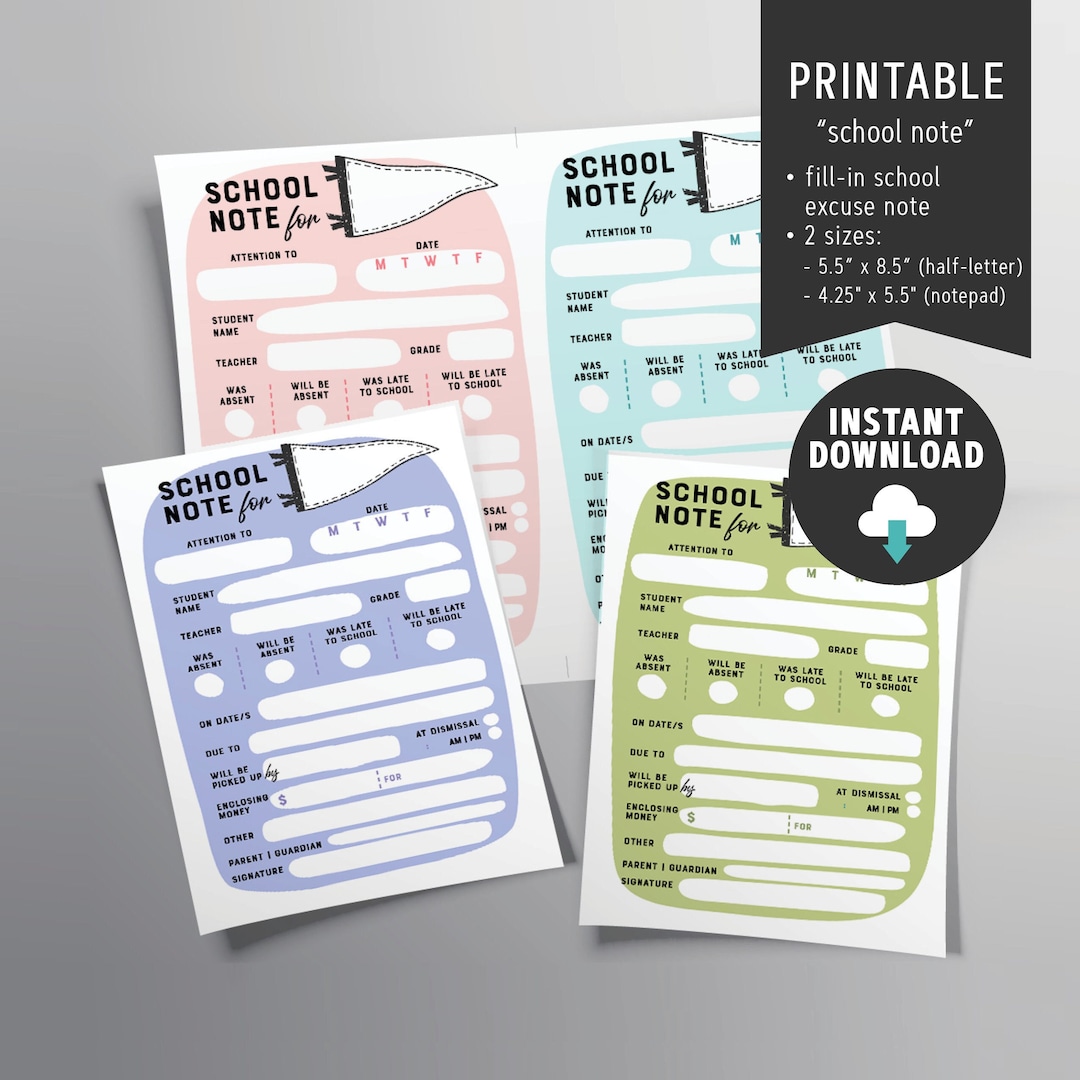 School Note, Digital Download - Etsy