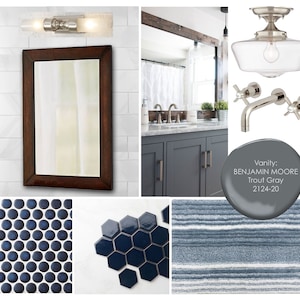 Moodboard de diseño de interiores en línea para baños