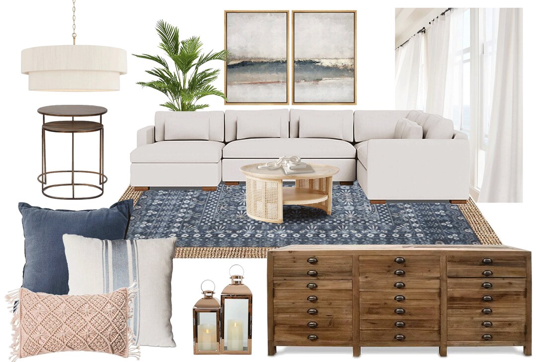 Moodboard - Modern Coastal Living Room Online Interior Design Moodboard ...