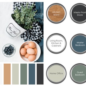 Digital Paint Guide - Sherwin Williams Farmhouse Prepackaged Paint Guide - Home Color Palette - Farmhouse Interior Home Paint Selections