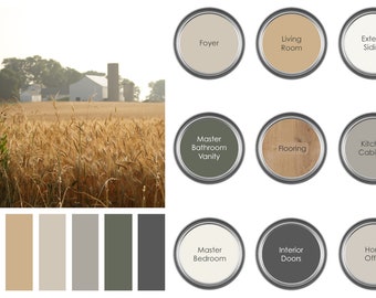 Sherwin Williams Prepackaged Paint Palette - Farmhouse Home Color Palette - Farmhouse Interior Home Paint Selections