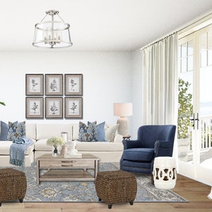 3D Rendering Coastal Living Room Designs  -Transitional Living Room Designs