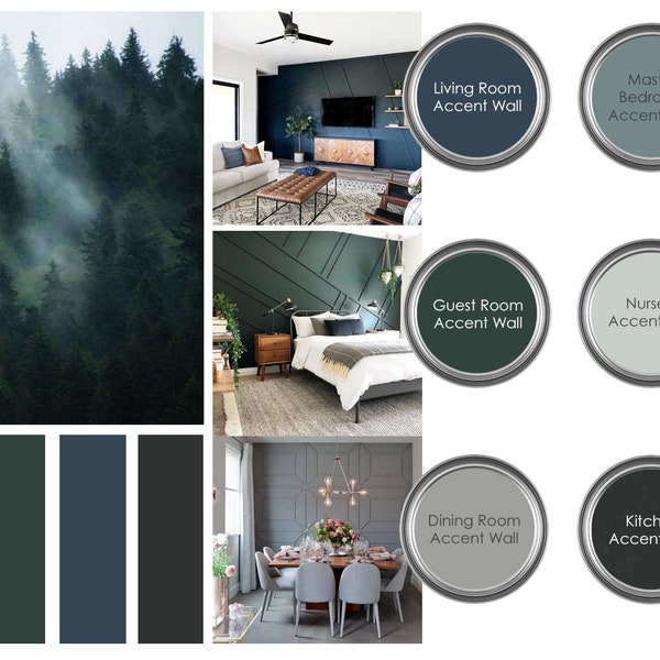 ACCENT WALLS - Benjamin Moore Accent Walls Prepackaged Paint Palette Guide - Home Accent Walls Color Palette