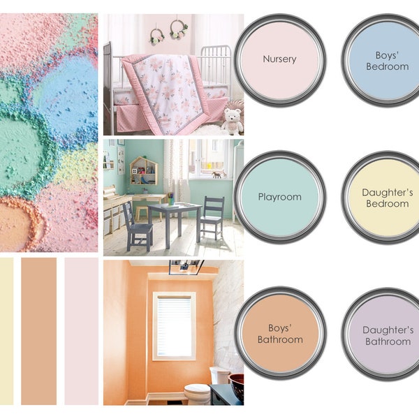 Children's Rooms Prepackaged Paint Palette - Sherwin Williams Home Color Palette - Kids Rooms Colors