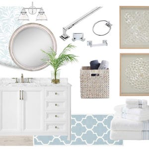 Moodboard di progettazione degli interni del bagno - Moodboard di progettazione degli interni online del bagno di servizio costiero