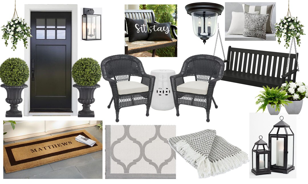 Moodboard - Front Porch Interior Design Moodboard - Black and White ...