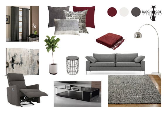 Moodboard Modern Living Room Interior Design Moodboard Etsy etsy