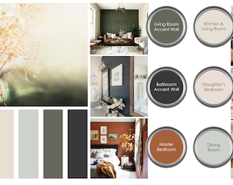 Prepackaged Paint Palette - Earth Tones - Home Color Palette - Interior Home Paint Selections