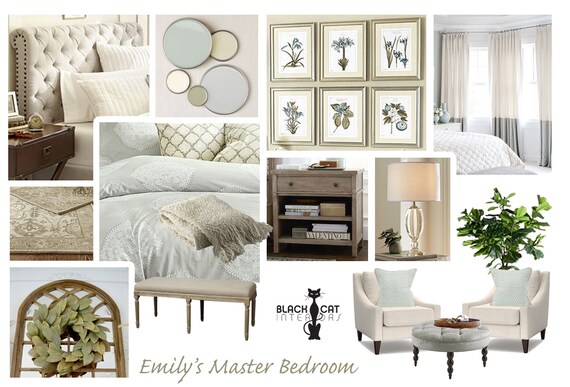 Transitional Online Interior Design Bedroom Moodboard Farmhouse Bedroom Inspiration Board