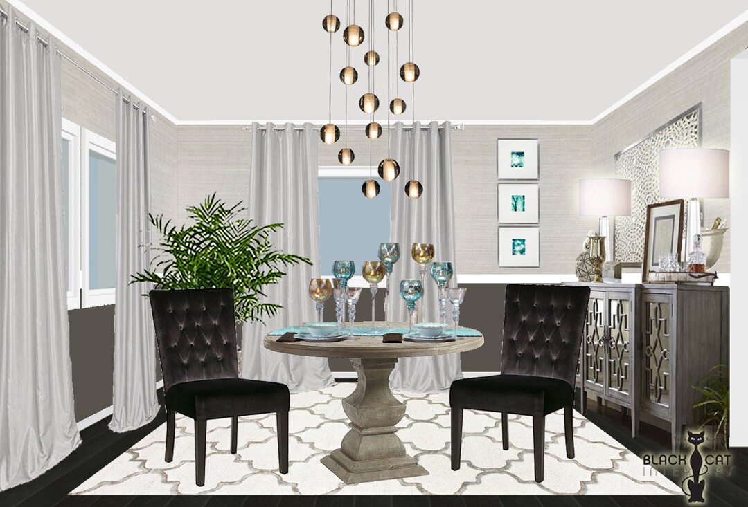 3D Rendering Glam Dining Room Online Interior Design Package - Etsy