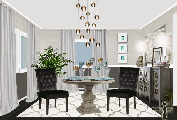 Glam Dining Room Online Interior Design Package Modern Etsy