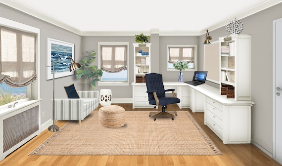 3D Rendering Office Online Interior Designs 3D Rendering Coastal Office  Designs Nautical Home Office Designs -  Canada