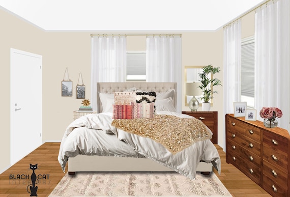 Boho Bedroom Online Interior Design Package Romantic Bedroom Neutral Bohemian Bedroom