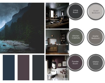Moody Vintage Prepackaged Paint Palette - Home Color Palette - Dark Rich Paint Color Selections