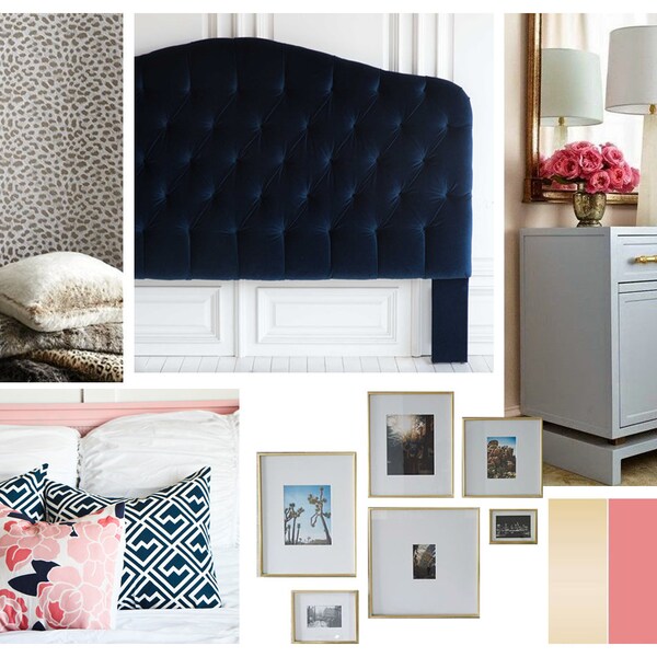 Navy Blush Wallpaper Etsy