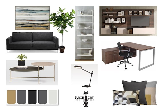 Office Online Interior Design Moodboard Diseños de OficinaS - Etsy España