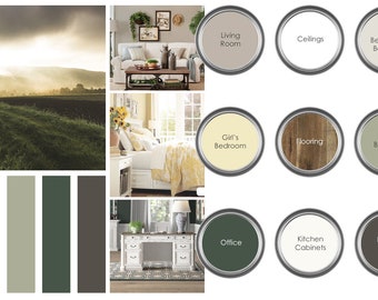 Sherwin Williams Prepackaged Paint Palette - Farmhouse Home Color Palette - Farmhouse Interior Home Paint Selections