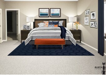 3D Rendering Online Bedroom Interior Design - Modern Bedroom - Masculine Contemporary Bedroom Interior Design