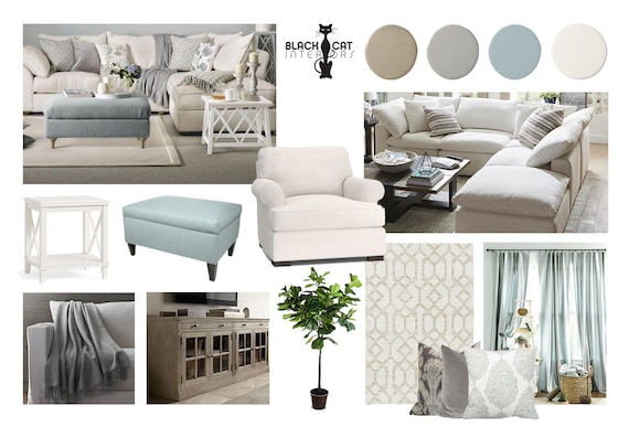 Coastal Living Room Online Interior Design Moodboard