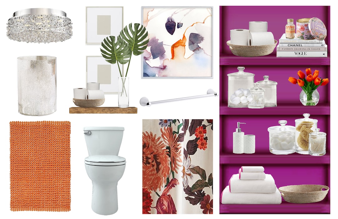 Boho Glam Bathroom Online Interior Design Moodboard Feminine Bathroom