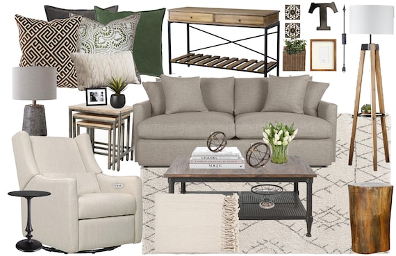 Moodboard Modern Rustic Living Room Interior Design - Etsy Australia