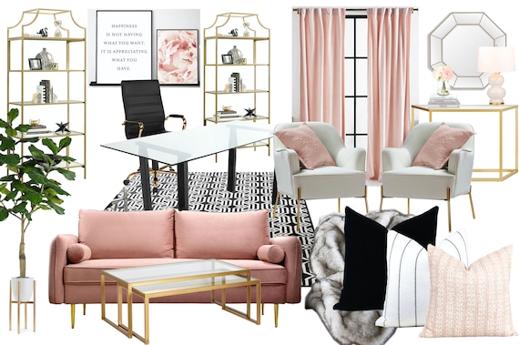 Glam Home Office Online Interior Design Moodboard Modern - Etsy Hong Kong