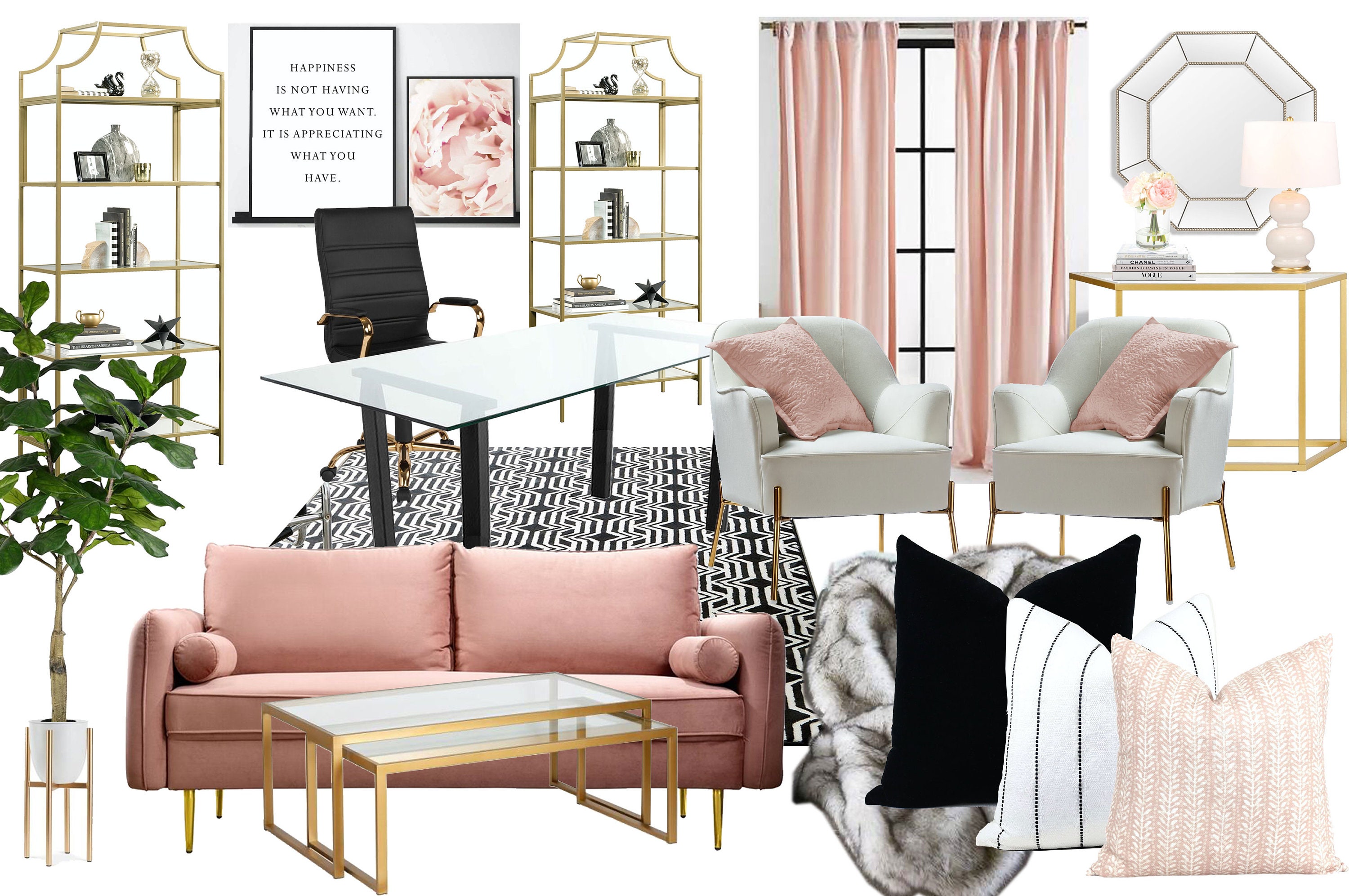 Glam Home Office Online Interior Design Moodboard Modern 