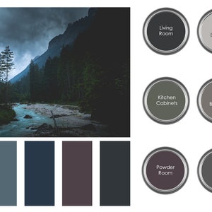 Moody Vintage Prepackaged Paint Palette - Home Color Palette - Dark Rich Paint Color Selections