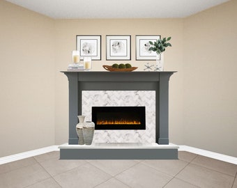 DIGITAL Fireplace Online Interior Design - Fireplace Materials Selection Consulation - Fireplace Render - Fireplace Styling