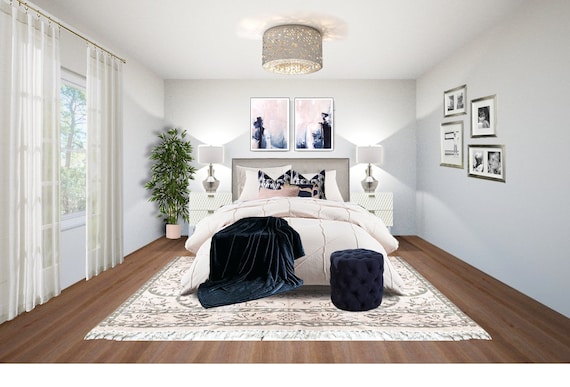 Glam Blush Navy Bedroom Online Interior Design Package Hollywood Regency Bedroom Design Z Gallerie Bedroom Design