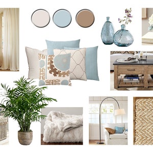 Moodboard - Coastal Living Room Diseño de interiores en línea Moodboard