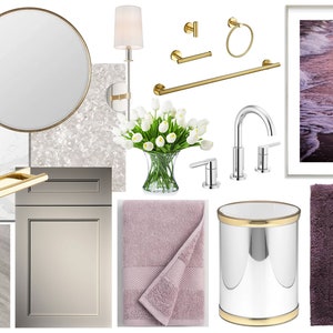 Moodboard - Baño Femenino Diseño de Interiores Online Moodboard