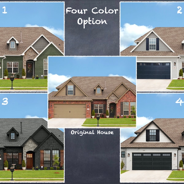 4 Color Options Full Exterior House Consultation - Exterior Color Palette - Home Exterior Selections