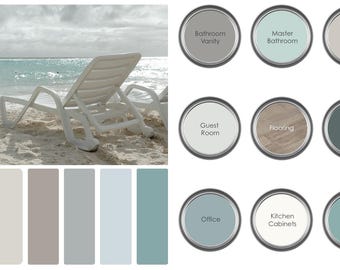 Digital Paint Guide - Sherwin Williams Coastal Prepackaged Paint Palette Guide - Home Color Palette - Home Paint Selections
