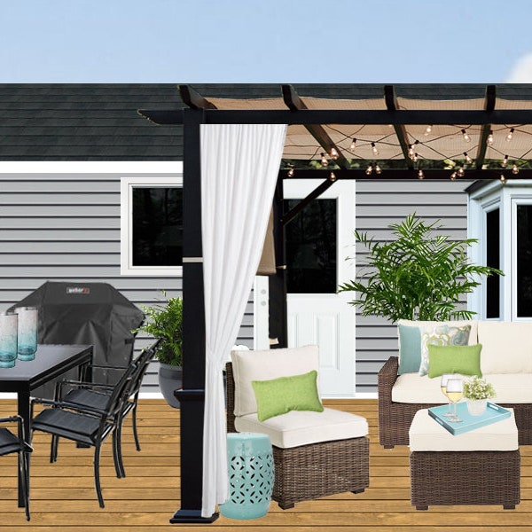 3D Rendering Patio Design - Contemporary Patio - Patio Furniture Layout - Patio Decorating