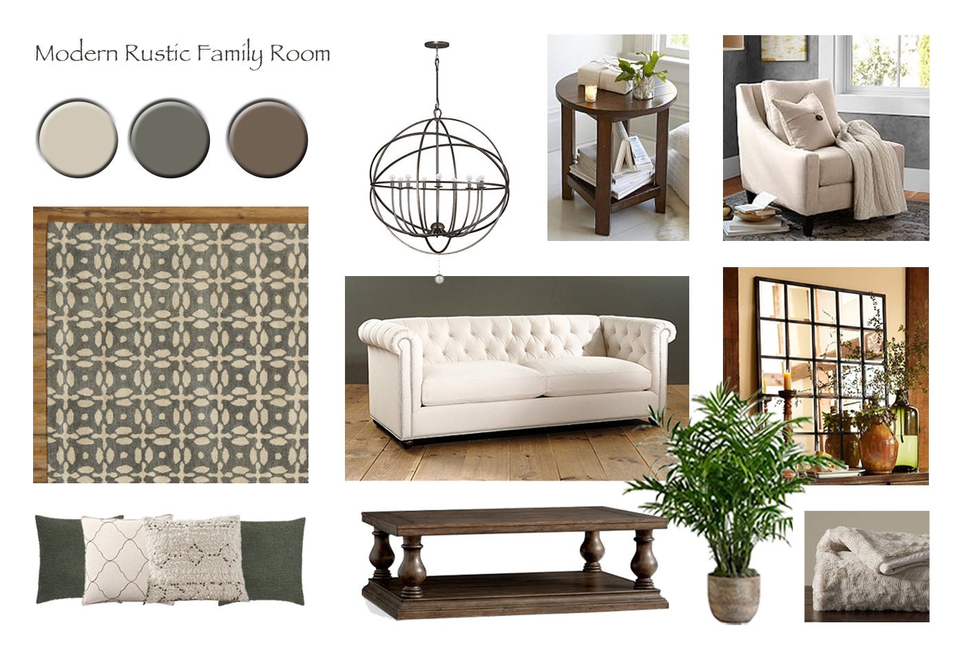 Earth Modern Living Room Mood Board