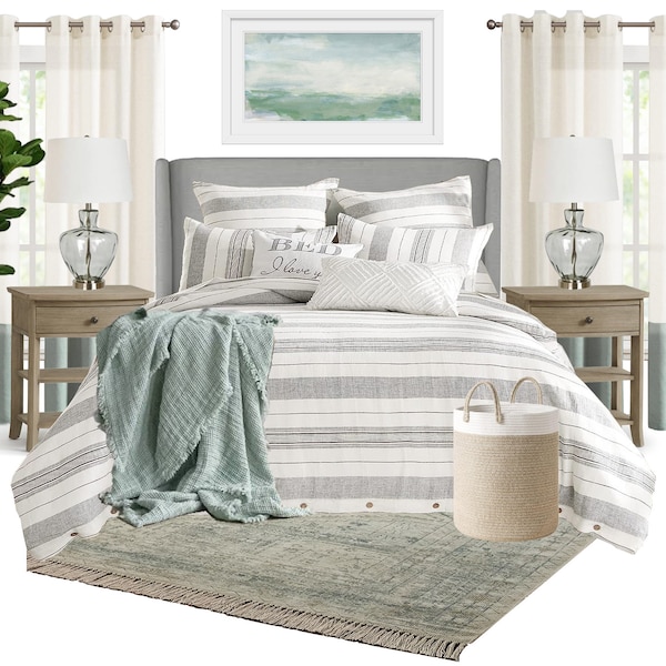 Prepackaged  Coastal Bedroom Moodboard -- Downloadable Source List