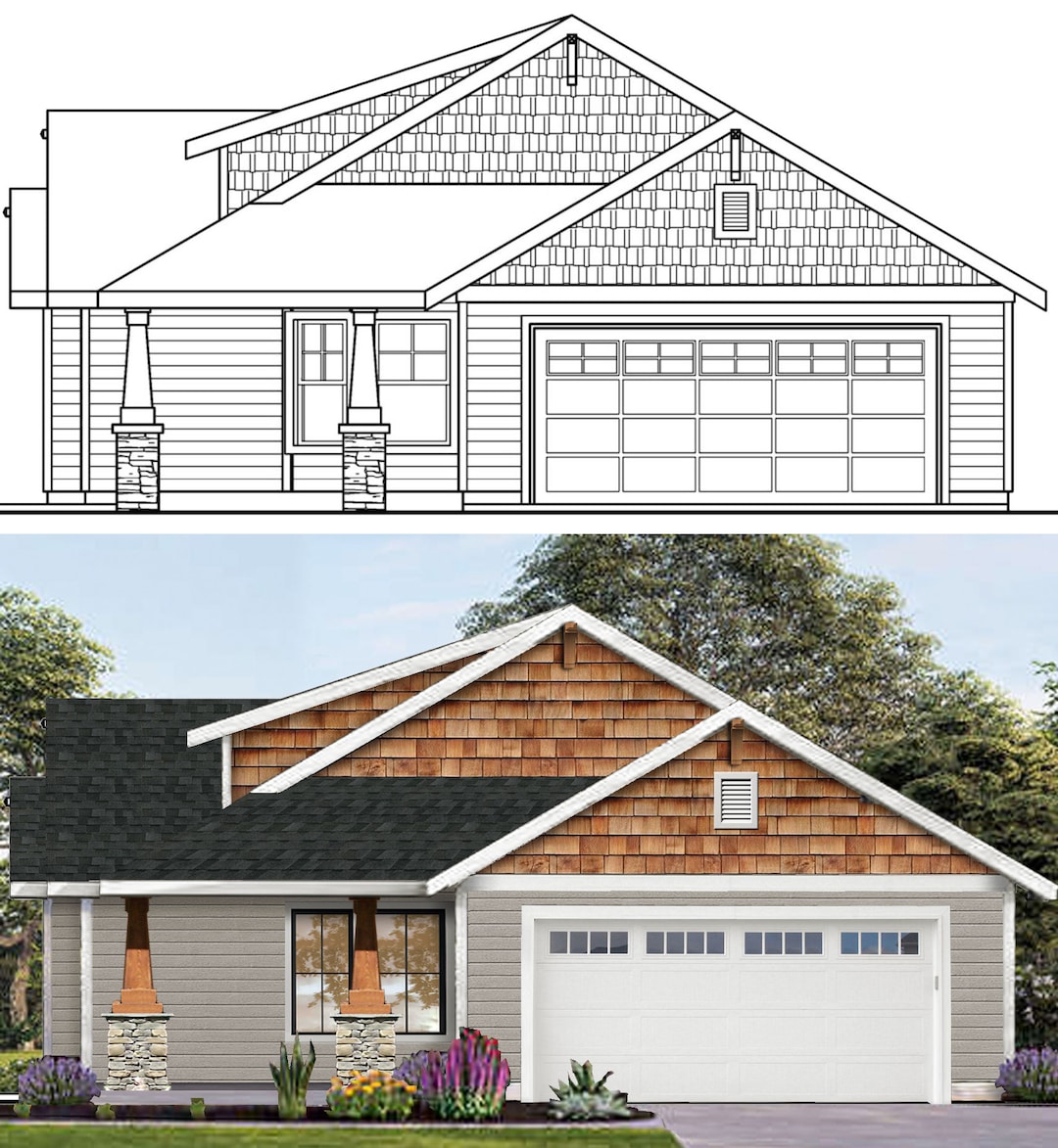 House Plan Mockup House Facade Material Mockups From 2D Drawing Front