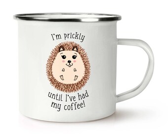 Cute Funny I/'m Prickly Until I/'ve Had My Coffee Hedgehog Keyring Key Chain