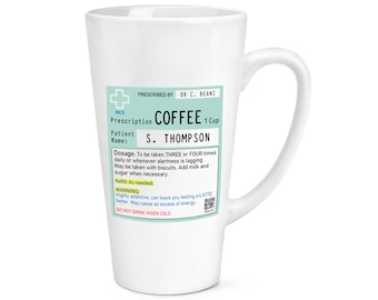 Personalised Custom Name Coffee Prescription 17oz Large Latte Mug Cup Funny Joke
