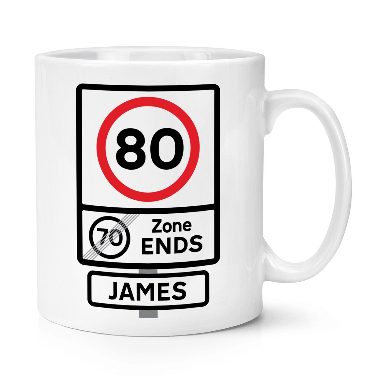 Personalised 80 Speed Limit Sign Zone Ends 80th Birthday 10oz Mug