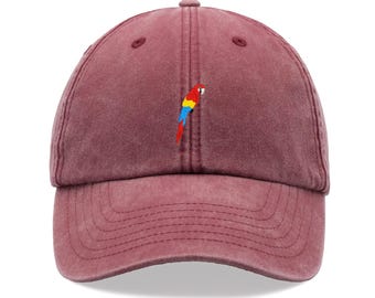 Embroidered Parrot Baseball Cap - Soft Cotton Twill Dad Hat Adjustable Strapback Soft Baseball Hat Embroidered Dad Hat Parrot Head Embroidery  main image 2
