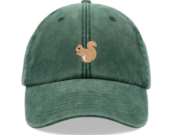 Gorra de béisbol de ardilla, estilo vintage, unisex, lavada, ajustable, descolorida, para deportes, sol, verano, playa, vacaciones, divertida, animal, jardinería