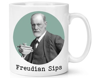 Freudian Sips 10oz Mug Cup Sigmund Freud Funny Joke Rude Birthday Freudian Slips Dad Christmas