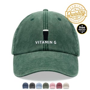 Gorra de béisbol con vitamina G Pint (más de 200 reseñas de 5 estrellas) (EL MÁS VENDIDO ORIGINAL, estilo lavado) Gorra de papá unisex de algodón vintage, ajustable, para cerveza negra