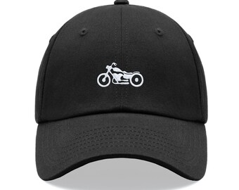Motorcycle Outline White Classic Baseball Sports Cap Unisex Hat Adjustable Summer Dad Fathers Day Birthday Biker Motorbike Rider Vintage