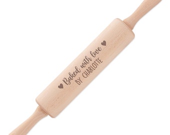 Personalised Rolling Pin Baked With Love Revolving Wooden Any Name Custom Baking Baker