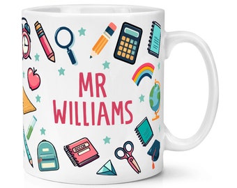 Personalised Teacher Colourful Pattern 10oz Mug Cup Worlds Best Awesome Gift Thank You End Of Term Student School