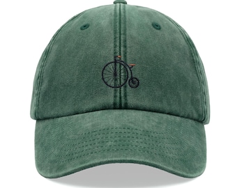 Penny Farthing Baseball Cap Vintage Washed Unisex Dad Hat Low Profile Adjustable Cyclist Bike London Victorian Funny Faded Sports Sun